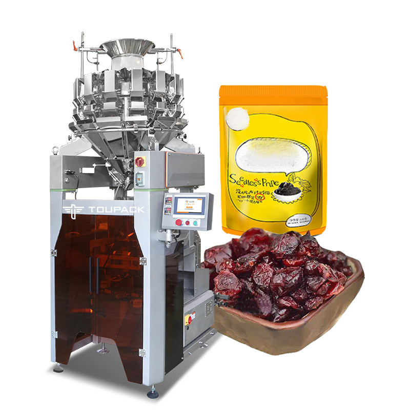 เครื่องบรรจุผลไม้แห้งแบบอัตโนมัติ เครื่องบรรจุตั้ง ความเร็วสูง 120BPM เครื่องชั่งและบรรจุปังที่ฉลาด
