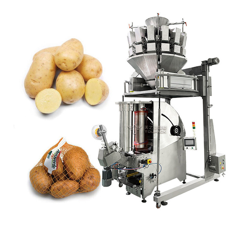 10 หัว Multihead Weigher กระเทียมกระเป๋า Mesh กระเป๋าบรรจุเครื่องผลไม้ผสมสายการผลิต Weigher