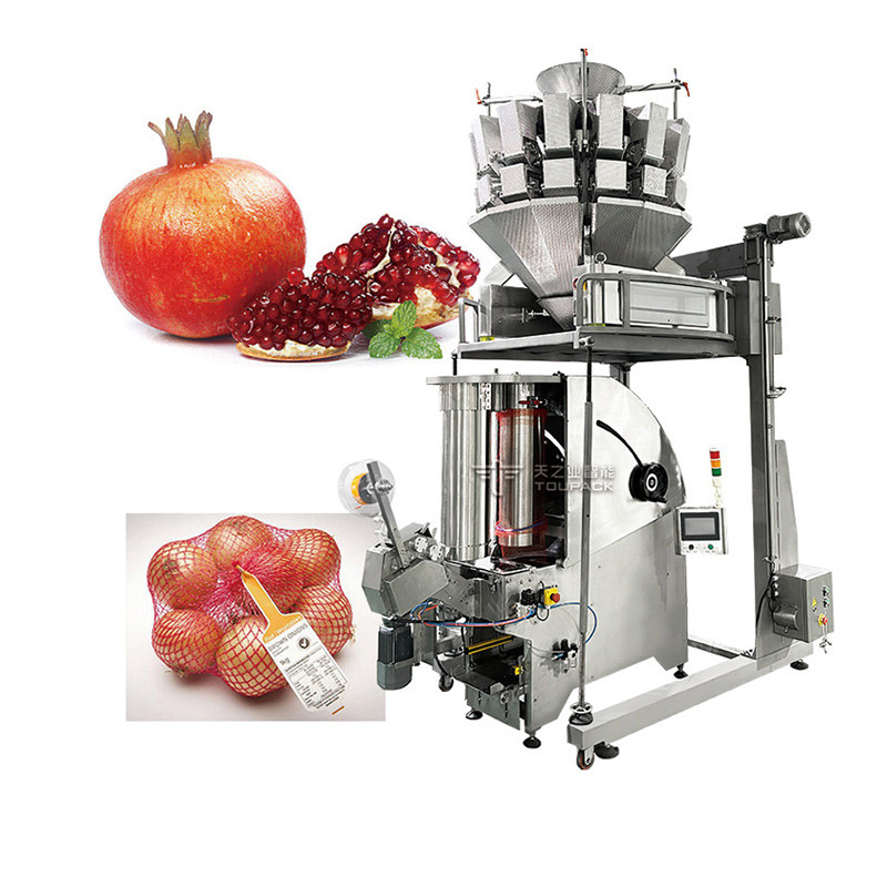 10 หัว Multihead Weigher กระเทียมกระเป๋า Mesh กระเป๋าบรรจุเครื่องผลไม้ผสมสายการผลิต Weigher