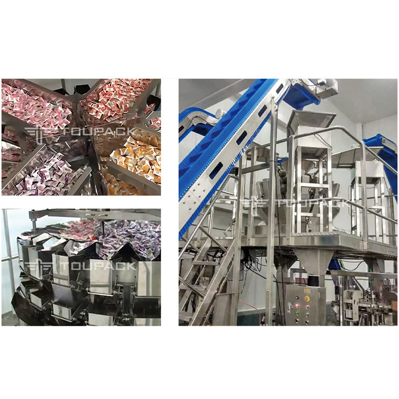 เครื่องบรรจุผักแห้งรสสุก เครื่องบรรจุสัดหนักหลายหัว เครื่องบรรจุสับซ้อนผลไม้มะม่วงผสมแห้ง