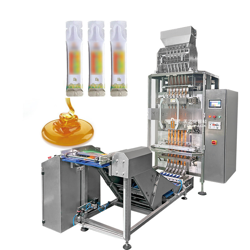อุตสาหกรรม Multi Lane Vffs Stick Sachet Packing Machine สําหรับพาสต้าทอดเหลวที่ติดแน่น