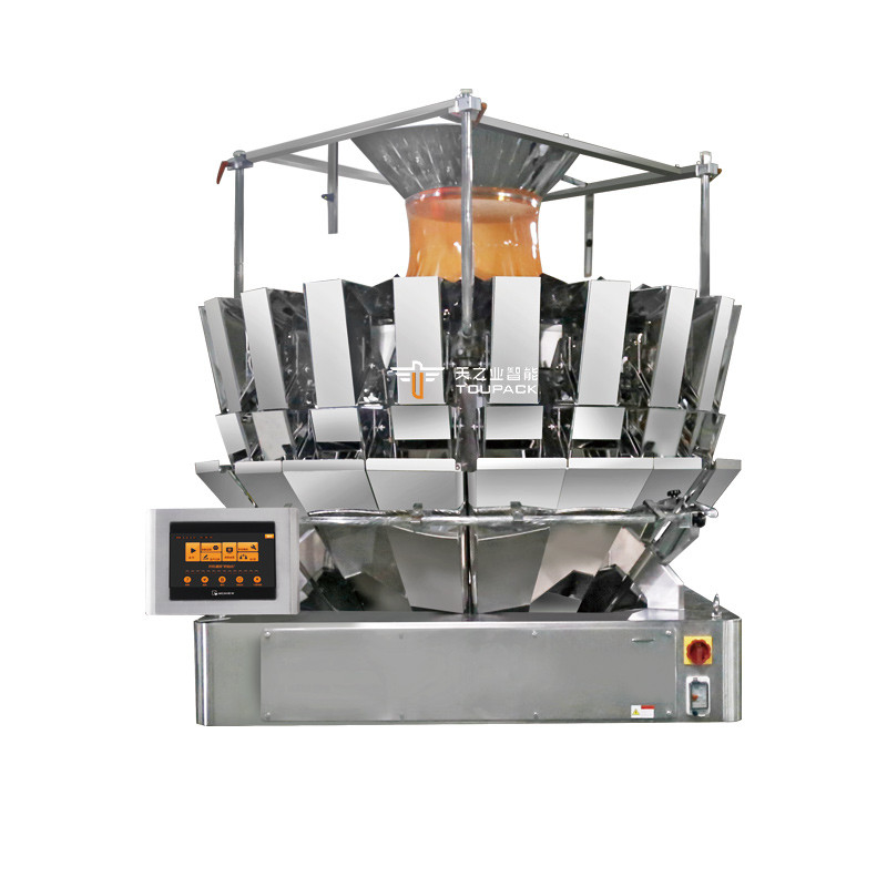 14 Hopper Multihead Weigher อัตโนมัติ Doypack Packaging Machine ไนโตรเจน เครื่องบรรจุชิปข้าวโพด