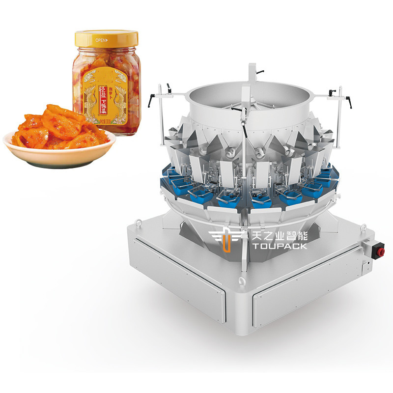ความแม่นยําสูง 14 หัว วัสดุ viscous Multihead Weigher เนื้อฉีกเนื้อสับเนื้อปลาขนาดเล็ก