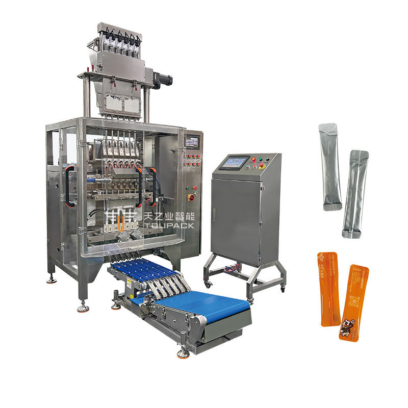 อัตโนมัติหลายเลน Sachet Stick Packaging Machine Multilane Line 4 ทิศ ปิดกระเป๋ากระเป๋า