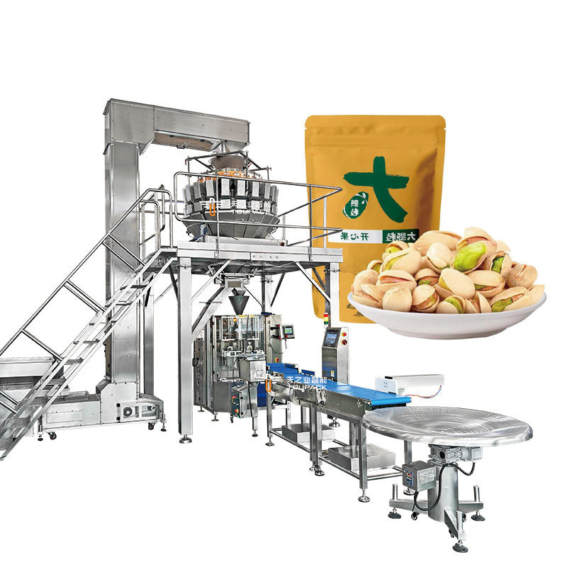 อุตสาหกรรม Multihead Weighers อุปกรณ์บรรจุพ๊อบคอร์น อาหารว่าง น้ําตาล บิสกิต กาแฟ บิสกิต ปิดกระเป๋าพลาสติก