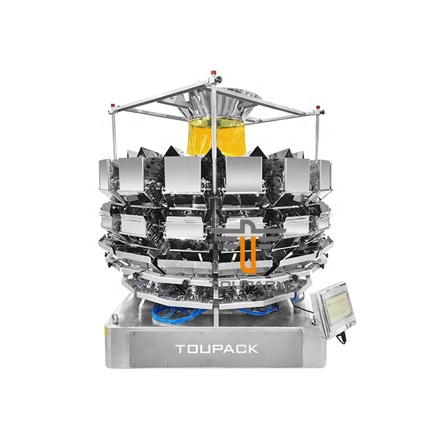 เครื่องบรรจุสลัดกระเป๋าอัตโนมัติความเร็วสูงสําหรับ 14 หัว เครื่องบรรจุผลไม้แห้งที่มีหลายหัว