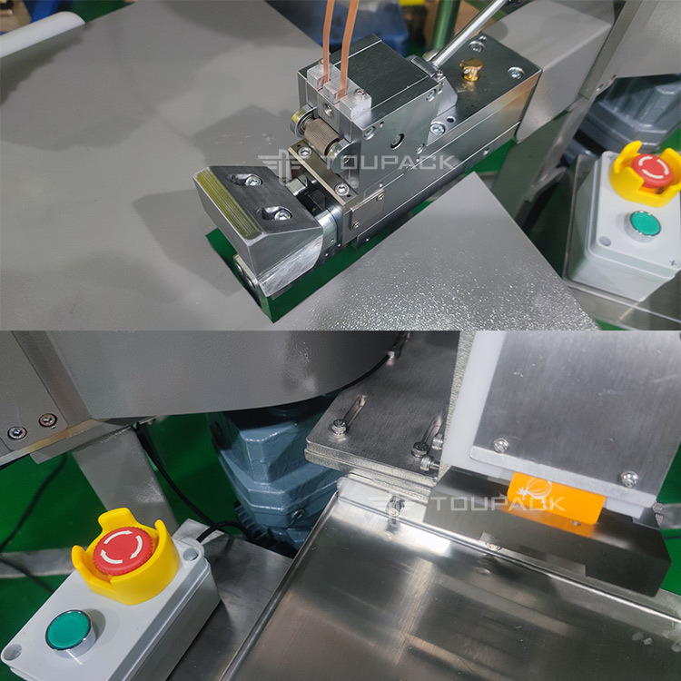 เครื่องบรรจุถุงตาข่ายกระเทียมพร้อมลวดเย็บกระดาษ เครื่องบรรจุถุงตาข่ายขิงแบบกึ่งอัตโนมัติ