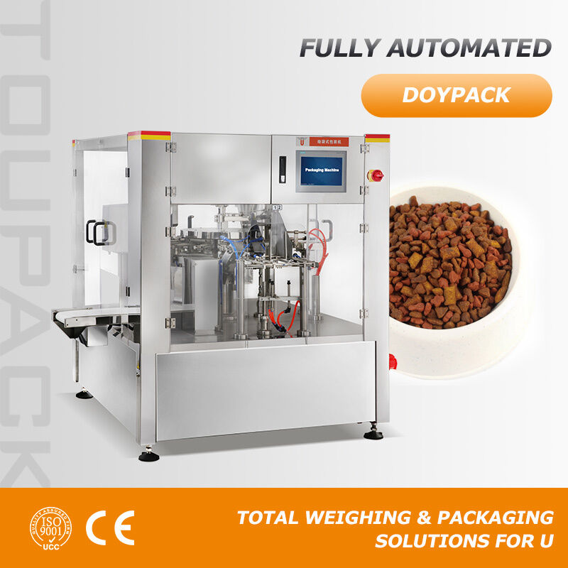 เครื่องบรรจุ Doypack อัตโนมัติสำหรับเม็ดมะม่วงหิมพานต์อัลมอนด์ขนมขบเคี้ยวยืนขึ้นถุง
