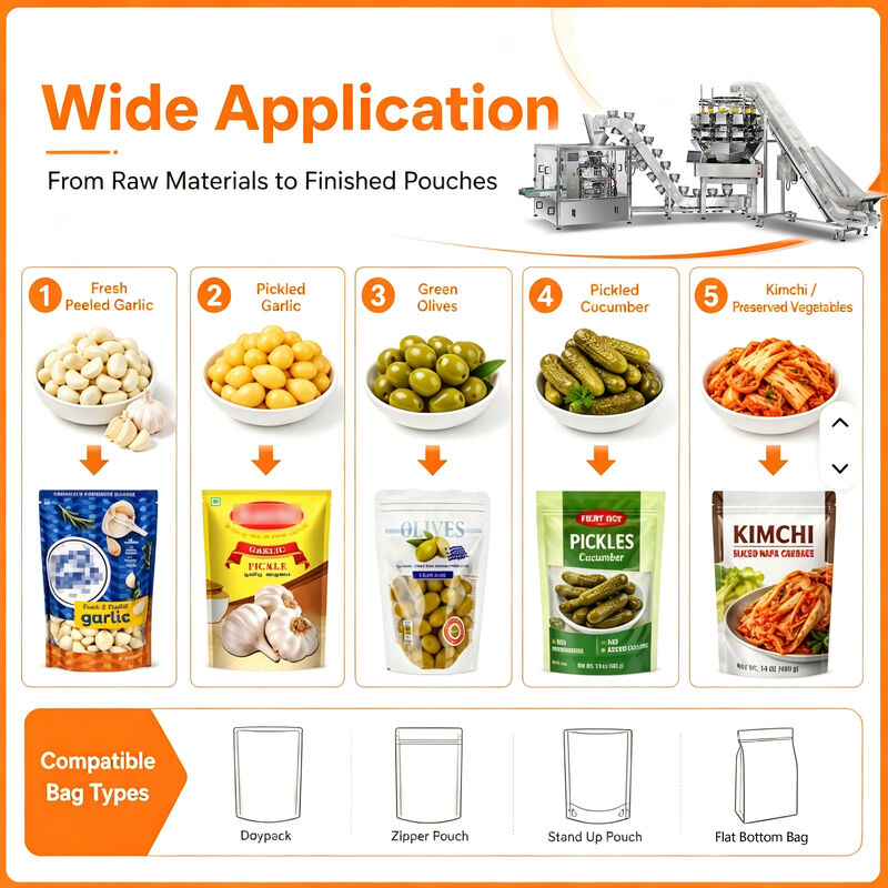 เครื่องบรรจุอาหารระดับอาหาร Doypack ที่ได้รับการรับรองจาก CE สําหรับถั่วรังสุกรังสุกรังสุกรังสุกรัง