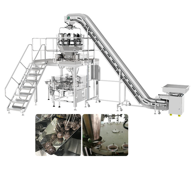 20 Head Multihead Weigher Blocky Shaped Particle Snack Chocolate Cup Filling and Sealing Machine