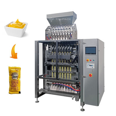 Multi Lanes Liquid Paste Stick Sachet เครื่องบรรจุซอสมะเขือเทศมายองเนส 3/4 Side Sealing Filling Machine