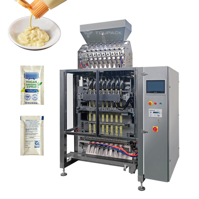 3 Side Seal Automated Packaging System แชมพูมายองเนสบรรจุของเหลวซองเครื่องบรรจุมัสตาร์ด
