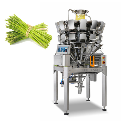PLC อัตโนมัติ Weighing Packaging Machine สายยาวผลิตภัณฑ์ Asparagus 14 หัว Multihead Weigher