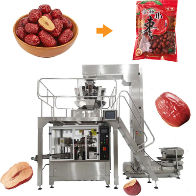 เครื่องบรรจุกระเป๋าสะพายสีแดง Jujube ความเร็ว 16-60 ถุง / นาที