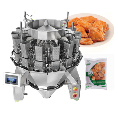 วัสดุที่ติดกัน Multihead Weigher เครื่องบรรจุอาหารที่ทําขึ้นก่อน เครื่องชั่นผักกาด Multihead Weigher