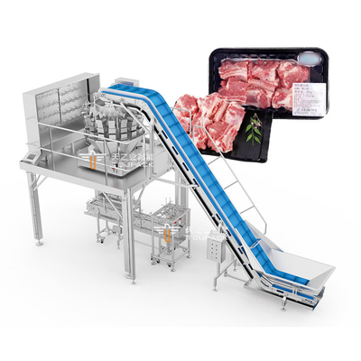 Ribeye Steaks Screw Multihead Weigher อุปกรณ์บรรจุกล่องพลาสติก