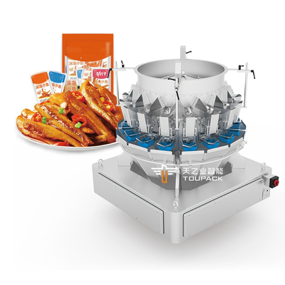 ความแม่นยําสูง 14 หัว วัสดุ viscous Multihead Weigher เนื้อฉีกเนื้อสับเนื้อปลาขนาดเล็ก